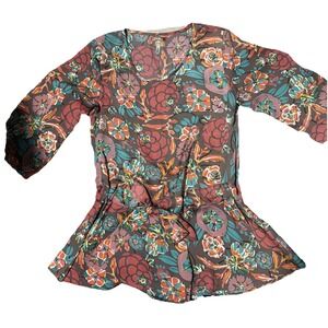 Matilda Jane Women Small Annalise Tunic You and Me Fall Autumn Multicolor Floral